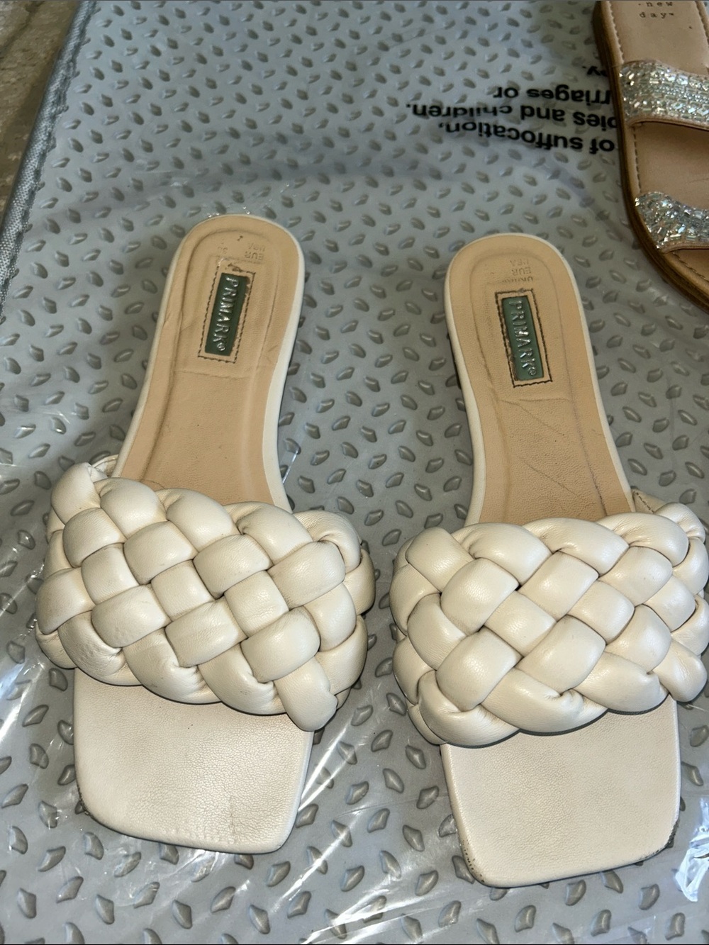 Primark Cream Braided Slide Mules